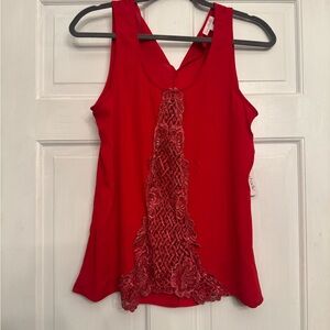 Charming Charlie Red Asymmetrical Embellished Tank Top